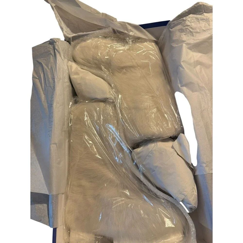 NEW STUART WEITZMAN White Lamb Shearling Mid Boots with Box Dust Bag US 6 36.5